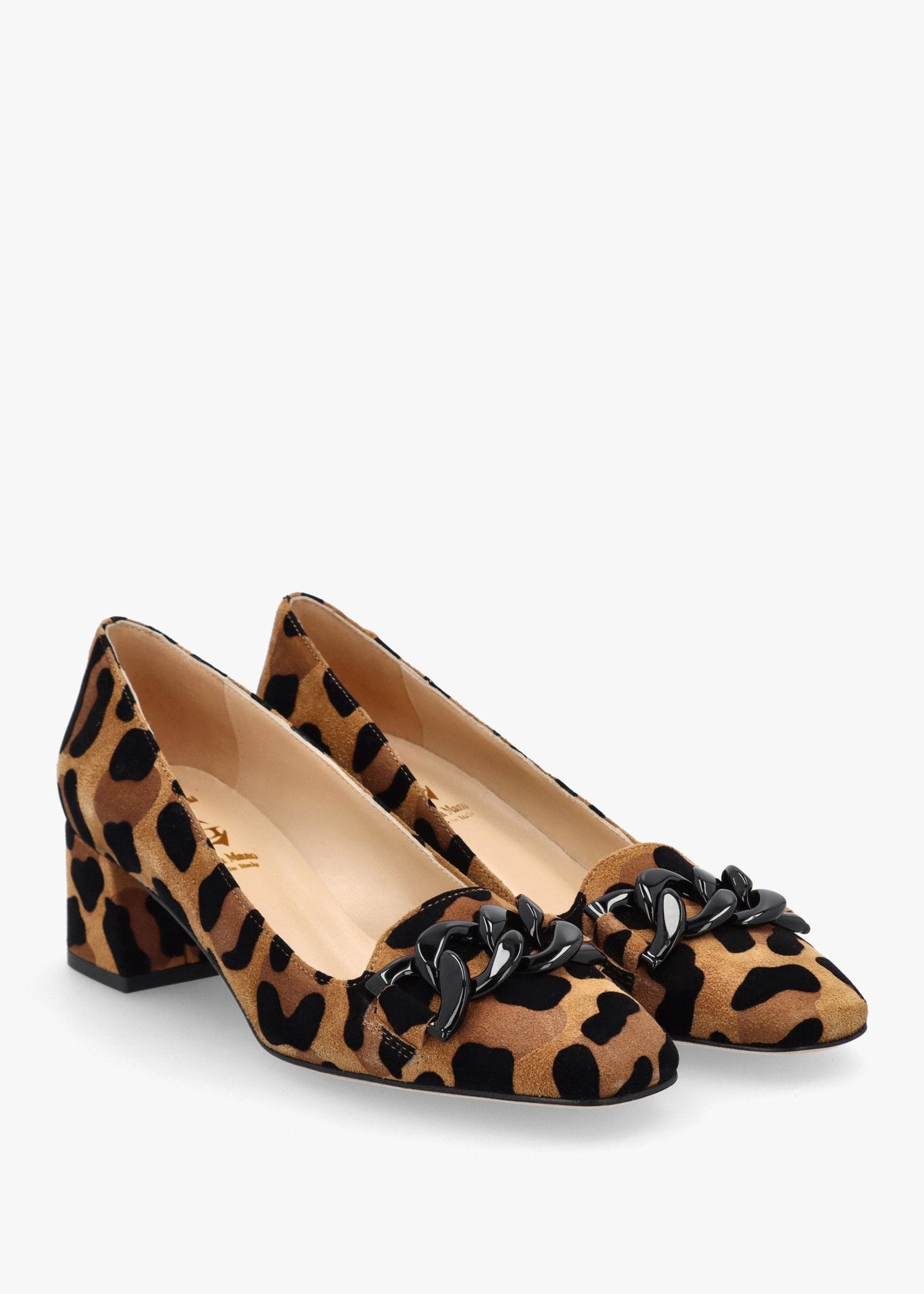 Leopard Suede Block Heel Court Shoes