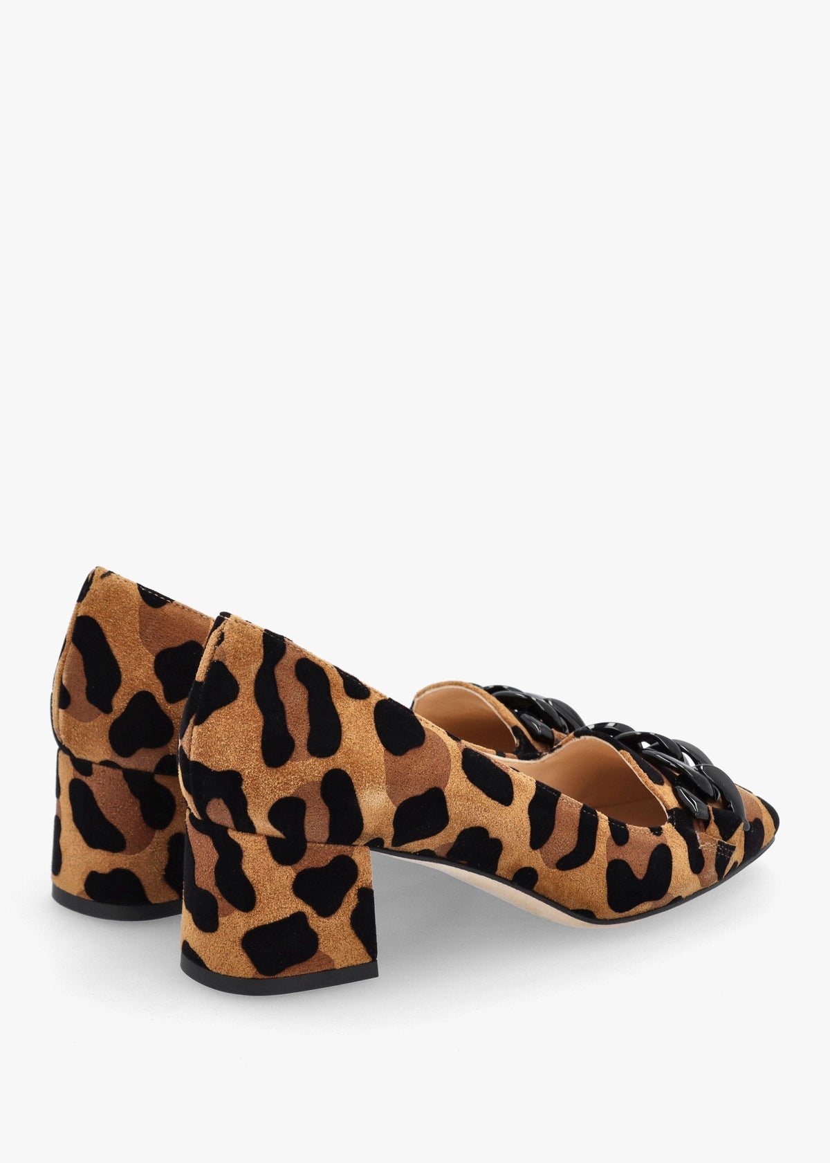 Leopard Suede Block Heel Court Shoes