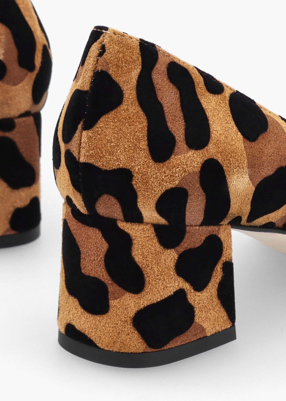 Leopard Suede Block Heel Court Shoes