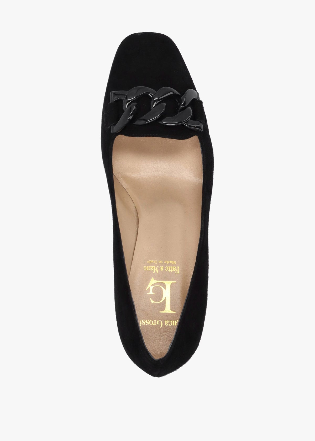 Black Suede Block Heel Court Shoes