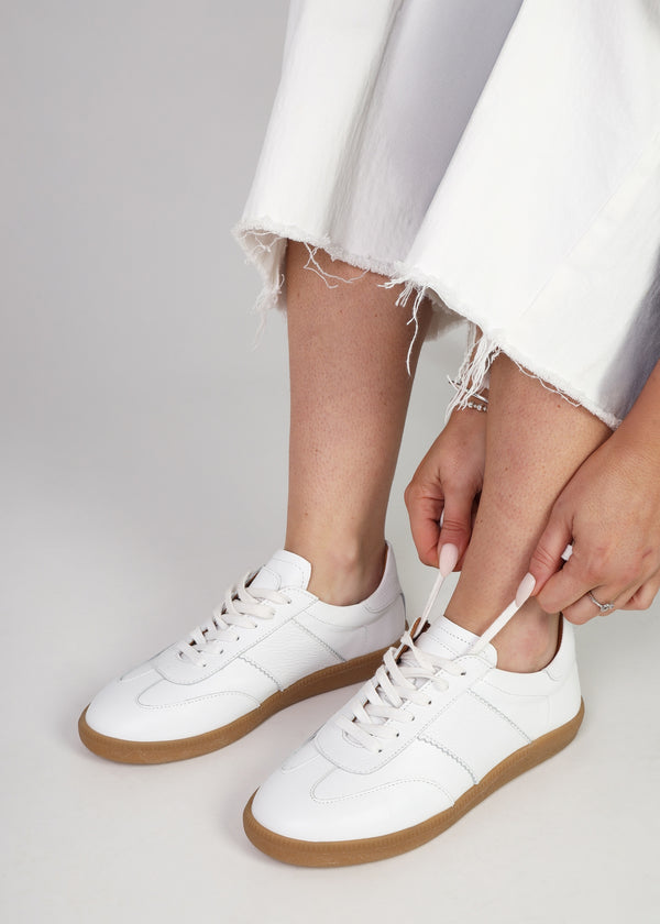 Stripe White Leather Low Profile Trainers