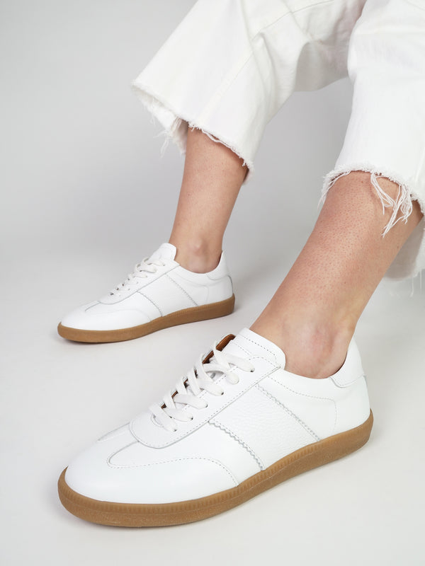 Stripe White Leather Low Profile Trainers