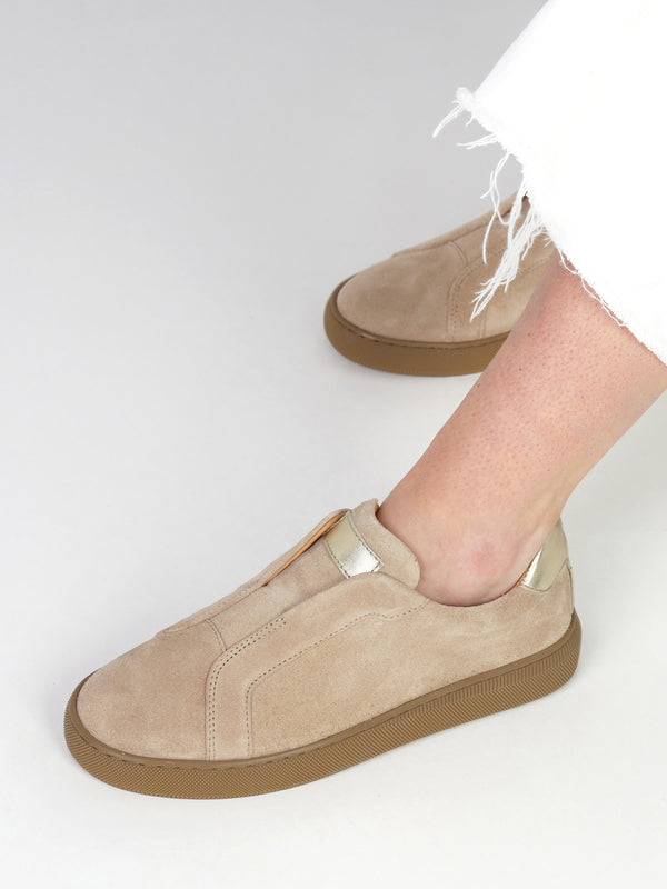 Viola Beige Suede Low Profile Trainers