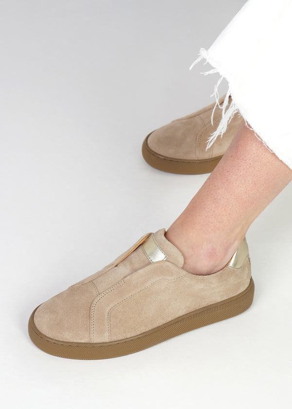 Viola Beige Suede Low Profile Trainers