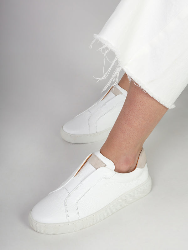 Viola White Leather Low Profile Trainers