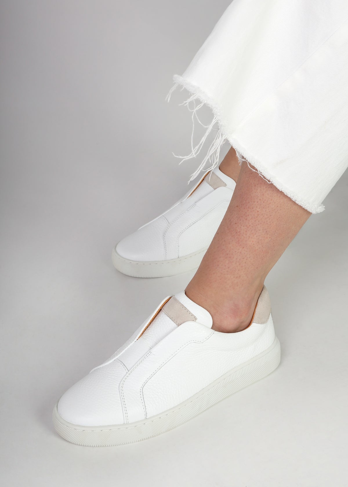 Viola White Leather Low Profile Trainers