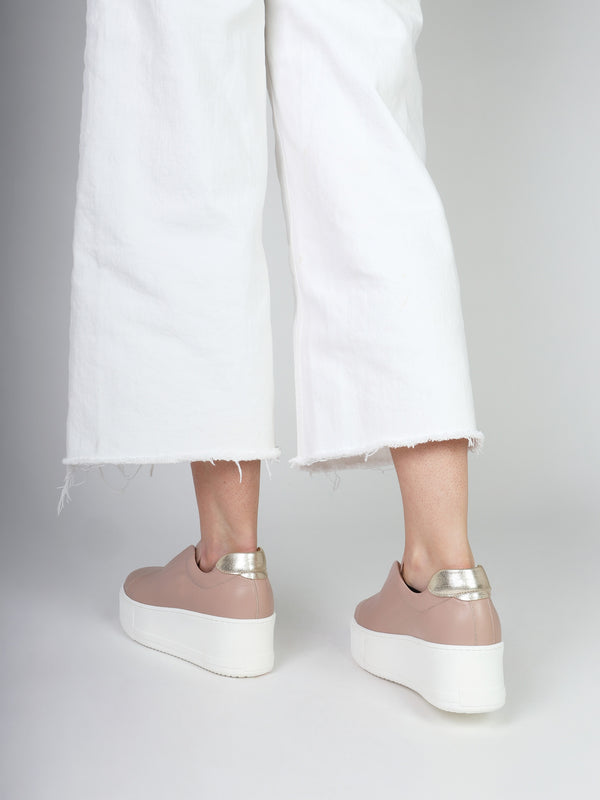 Tred Nude Pink Leather Laceless Flatform Trainers