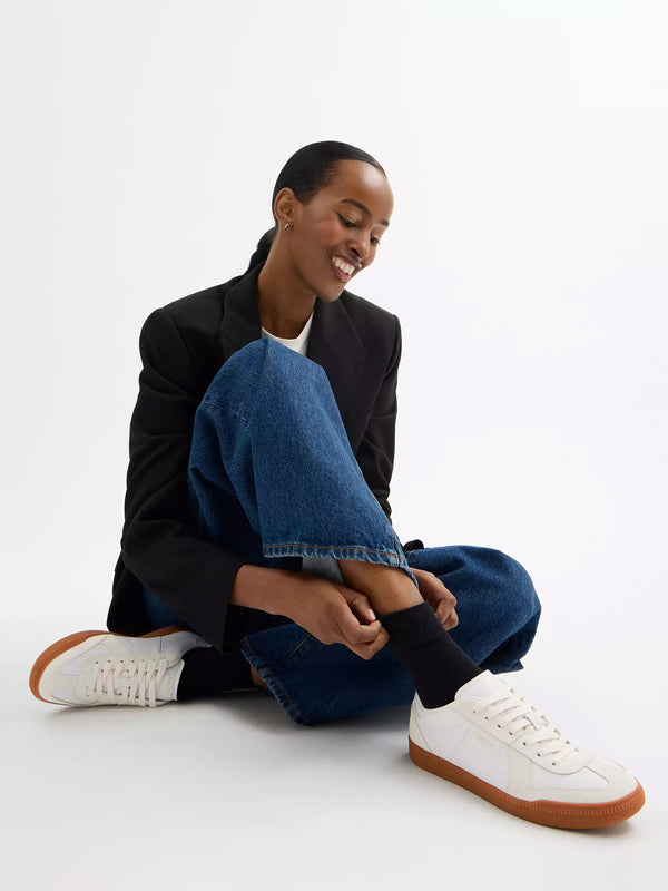 Ellis Optic White Leather & Suede Trainers