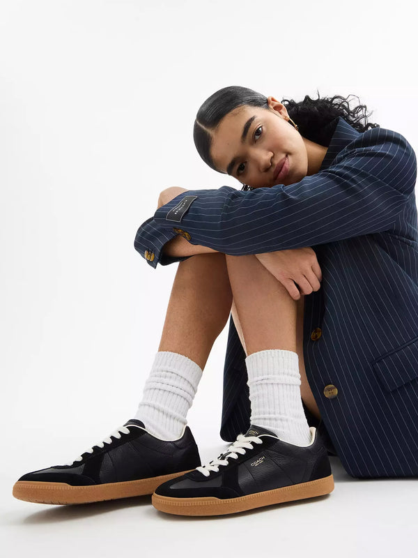 Ellis Black Leather & Suede Trainers