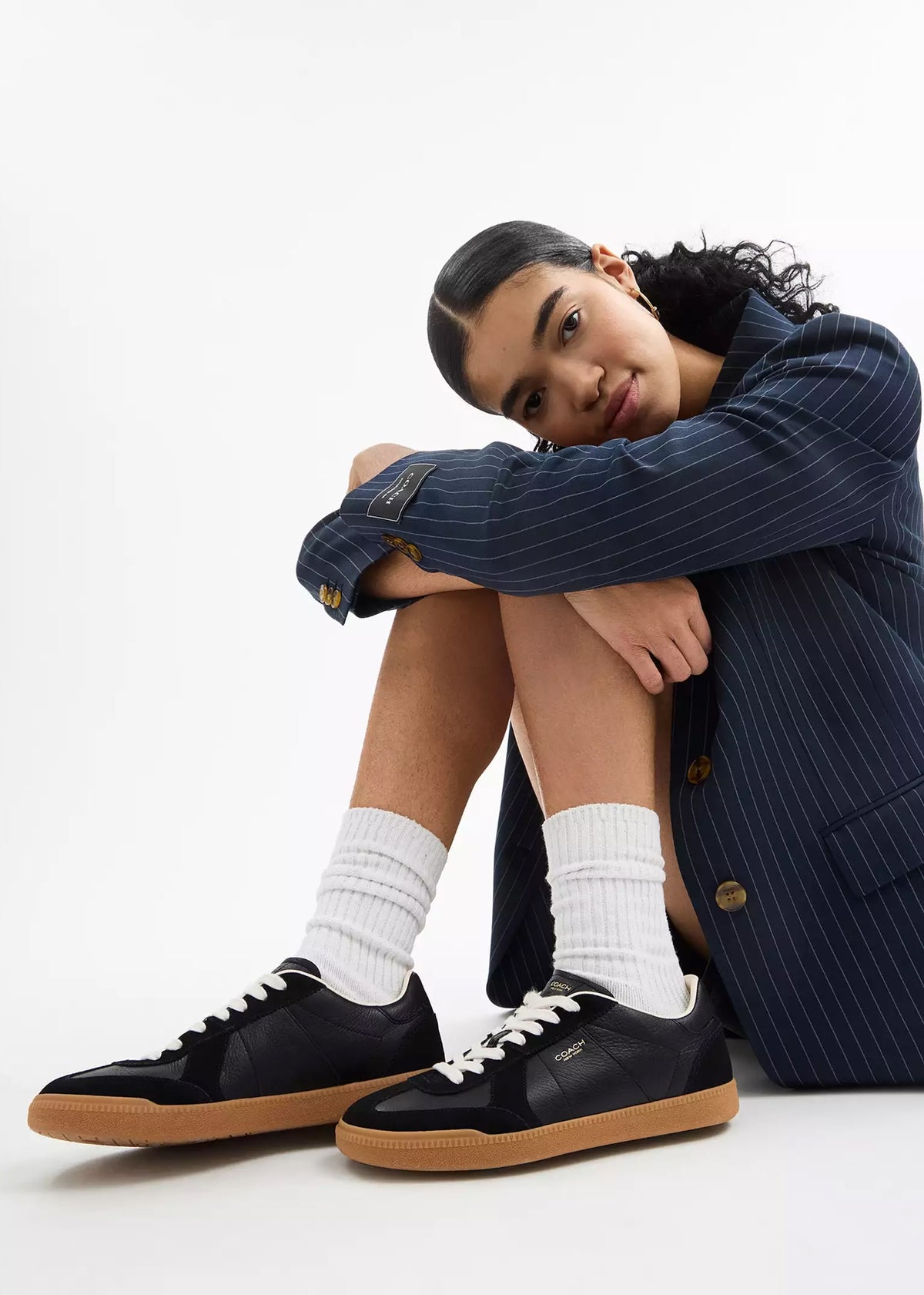 Ellis Black Leather & Suede Trainers