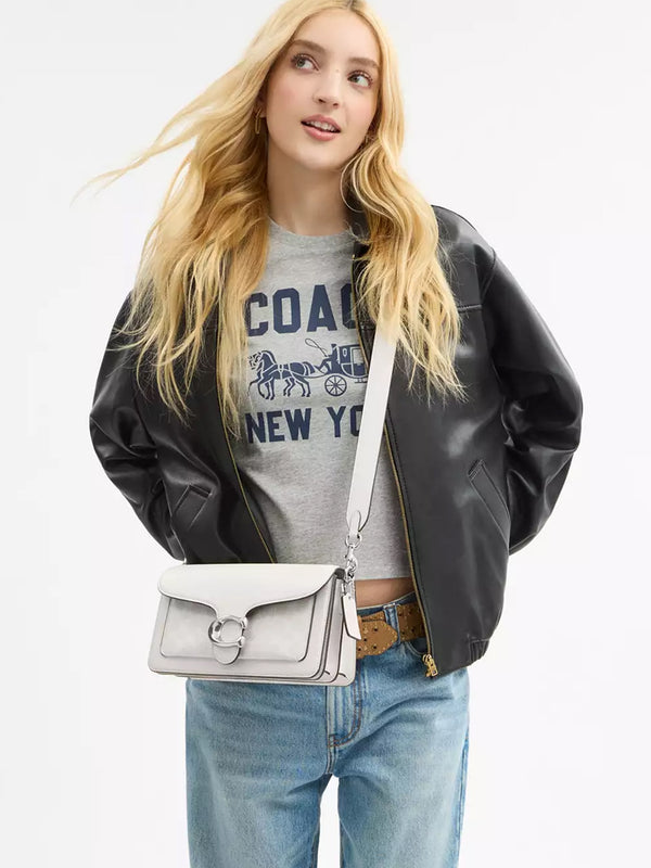 Tabby 26 Signature Coated Canvas White Chalk Shoulder Bag