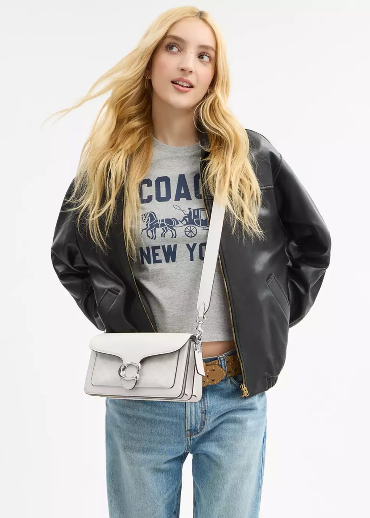 Tabby 26 Signature Coated Canvas White Chalk Shoulder Bag