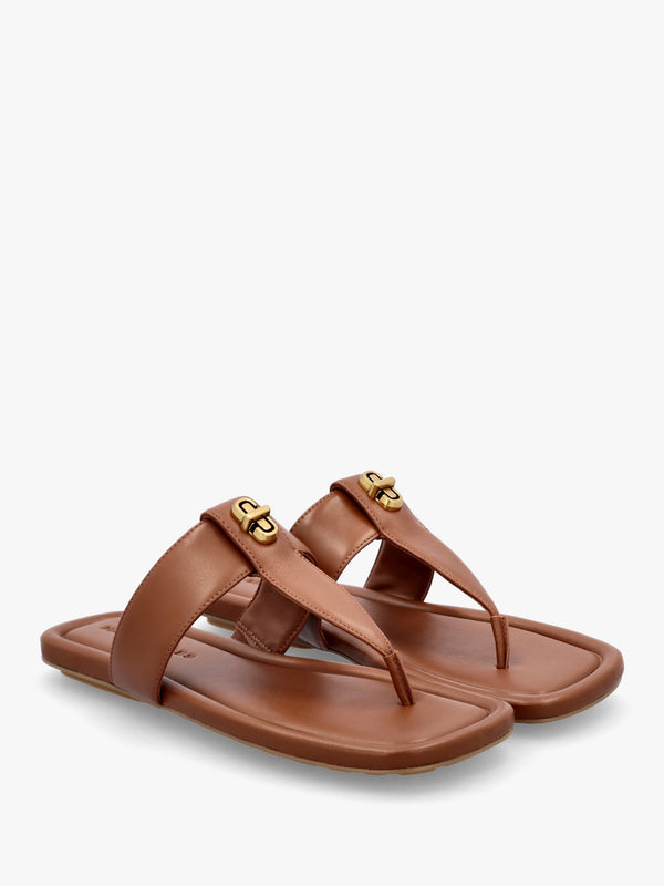 The Dual T Strap Brandy Leather Sandals