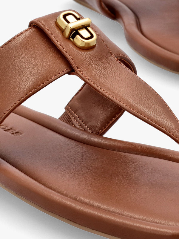 The Dual T Strap Brandy Leather Sandals