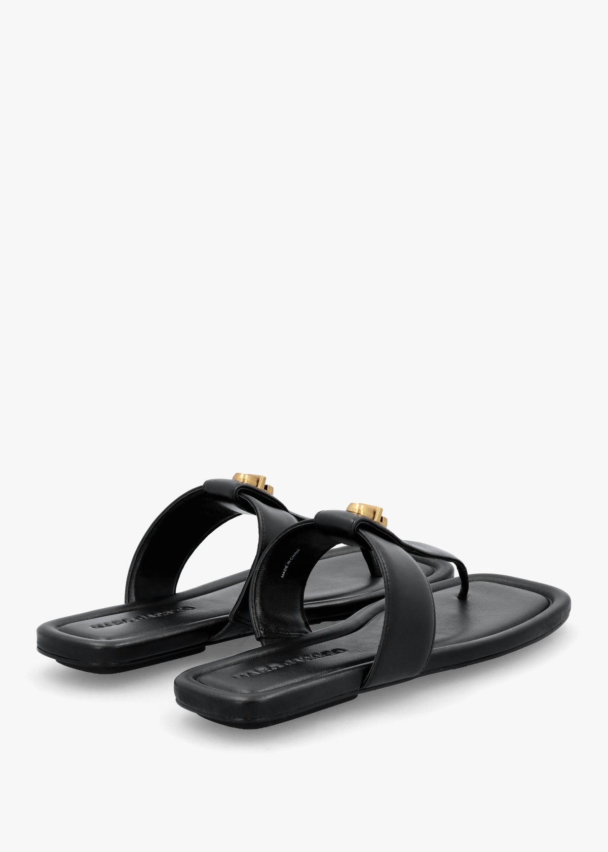 The Dual T Strap Black Leather Sandals