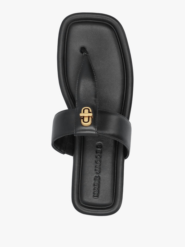 The Dual T Strap Black Leather Sandals