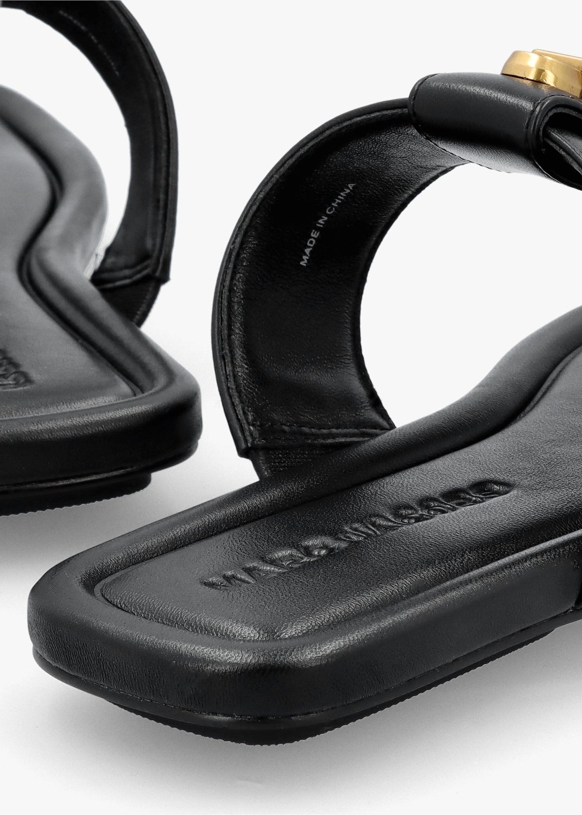 The Dual T Strap Black Leather Sandals