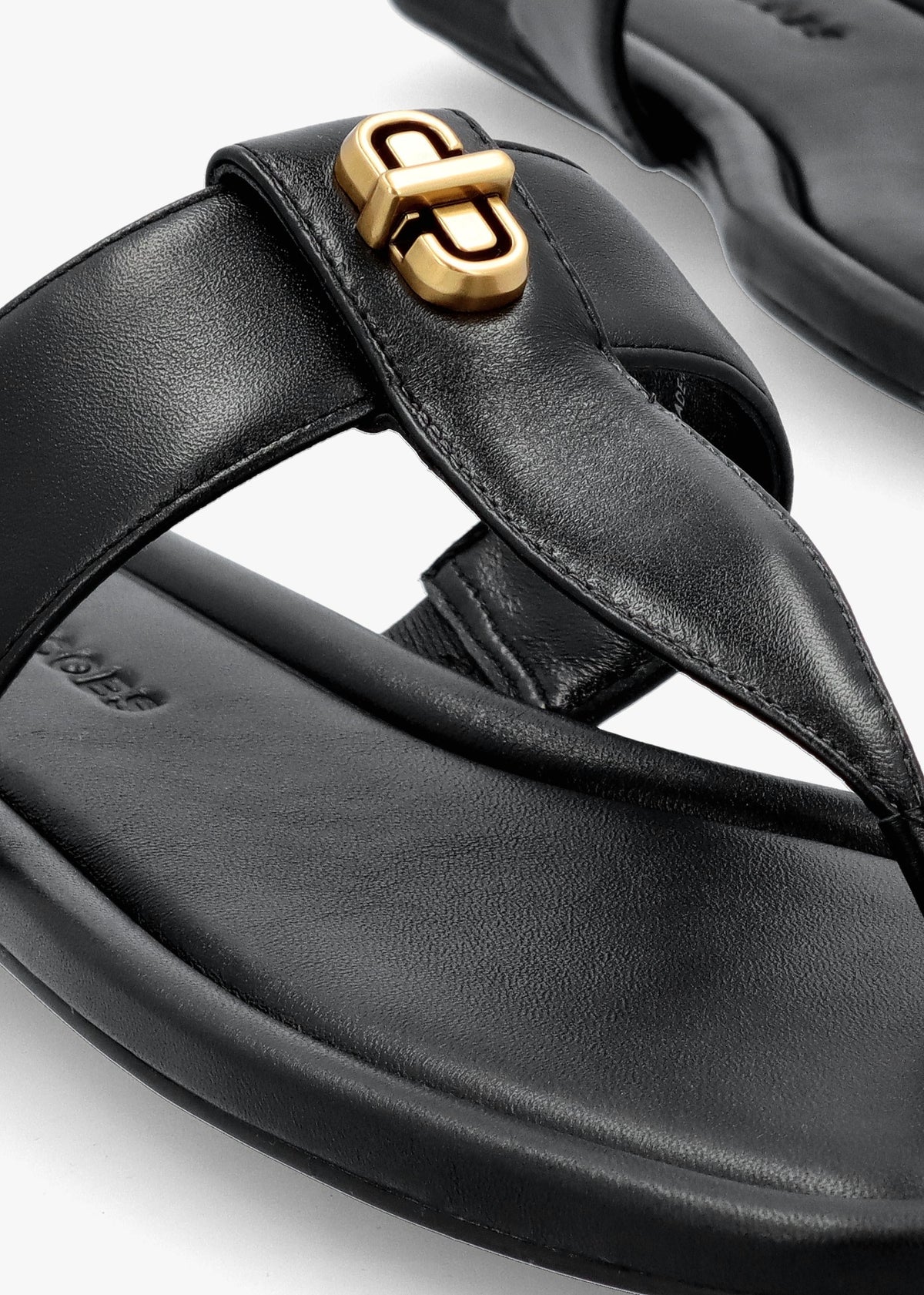 The Dual T Strap Black Leather Sandals