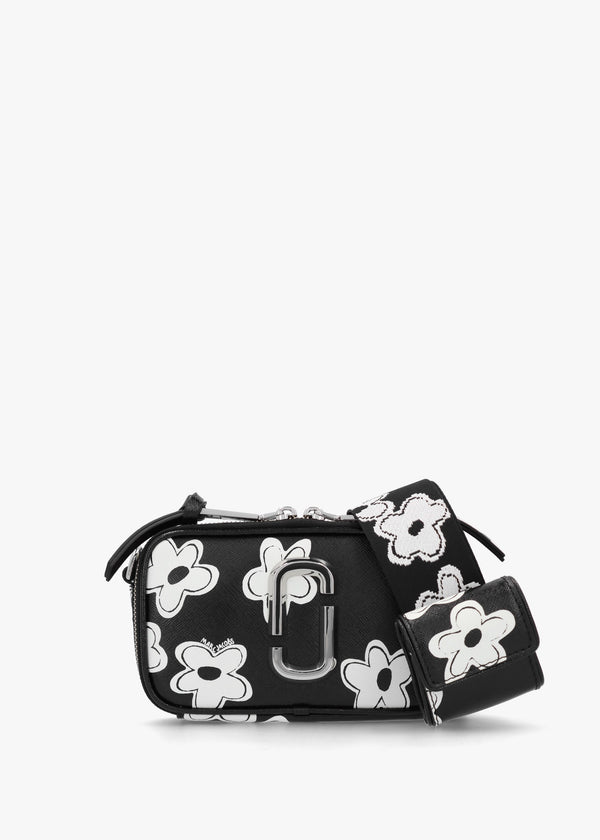 The Daisy Snapshot Black White Leather Camera Bag