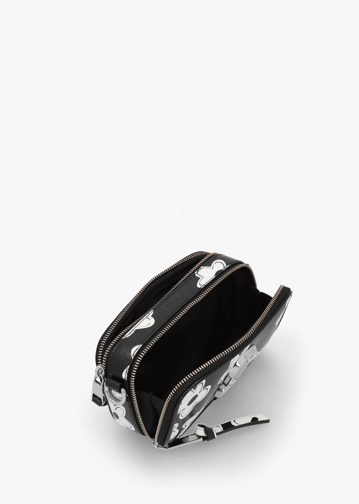 The Daisy Snapshot Black White Leather Camera Bag