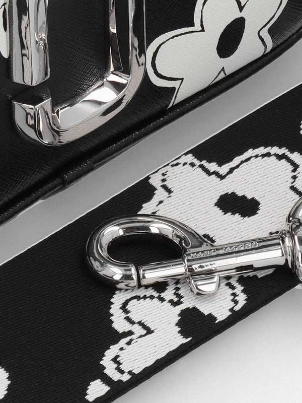 The Daisy Snapshot Black White Leather Camera Bag