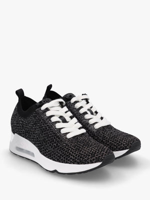 Laika Knitted Lurex Black Silver Trainers