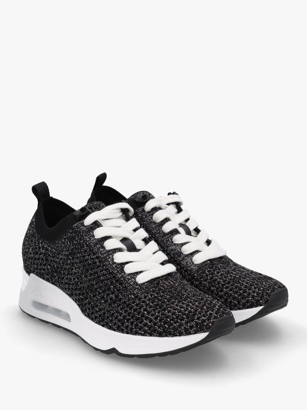 Laika Knitted Lurex Black Silver Trainers