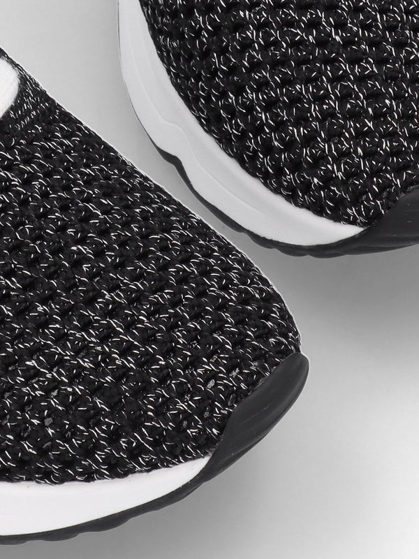 Laika Knitted Lurex Black Silver Trainers