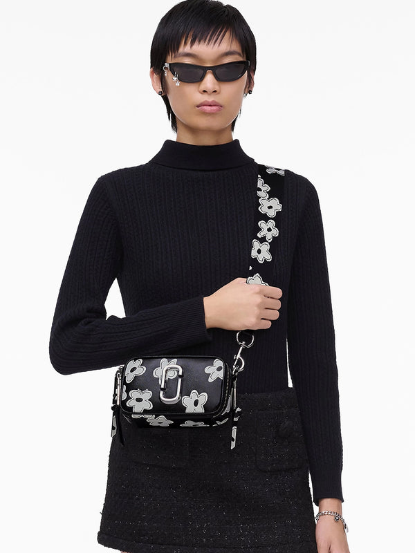 The Daisy Snapshot Black White Leather Camera Bag