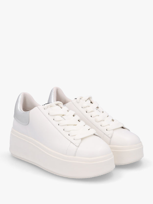Mody White Silver Nappa Leather Chunky Trainers