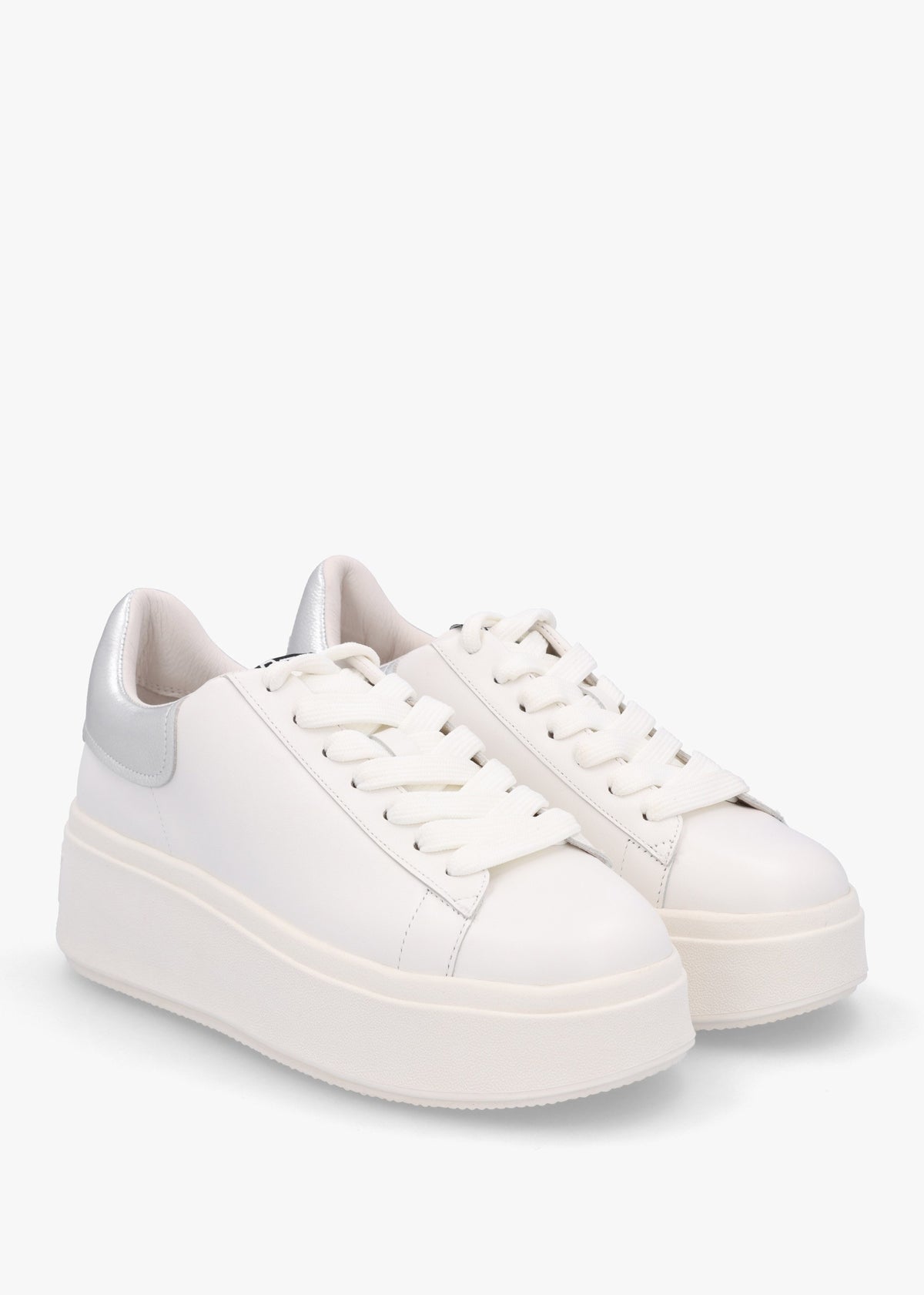 Mody White Silver Nappa Leather Chunky Trainers