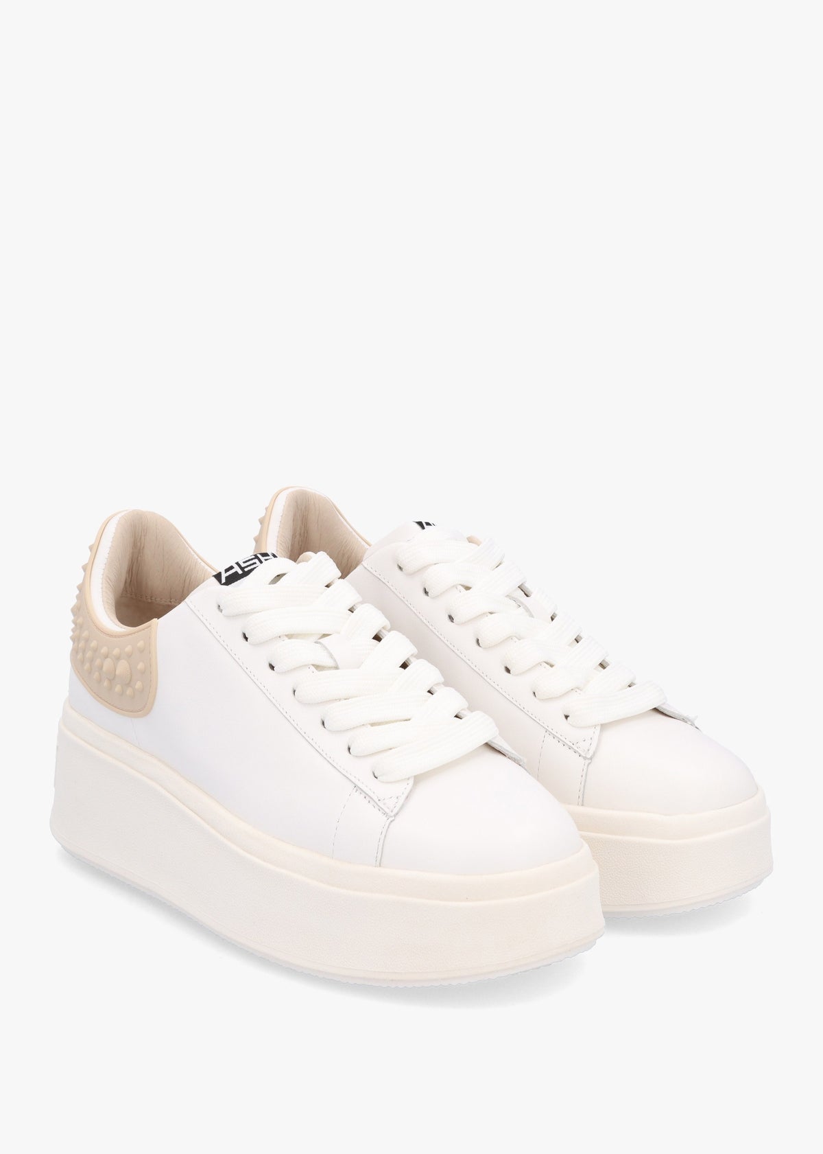 Mody Rubber White Beige Leather Chunky Trainers