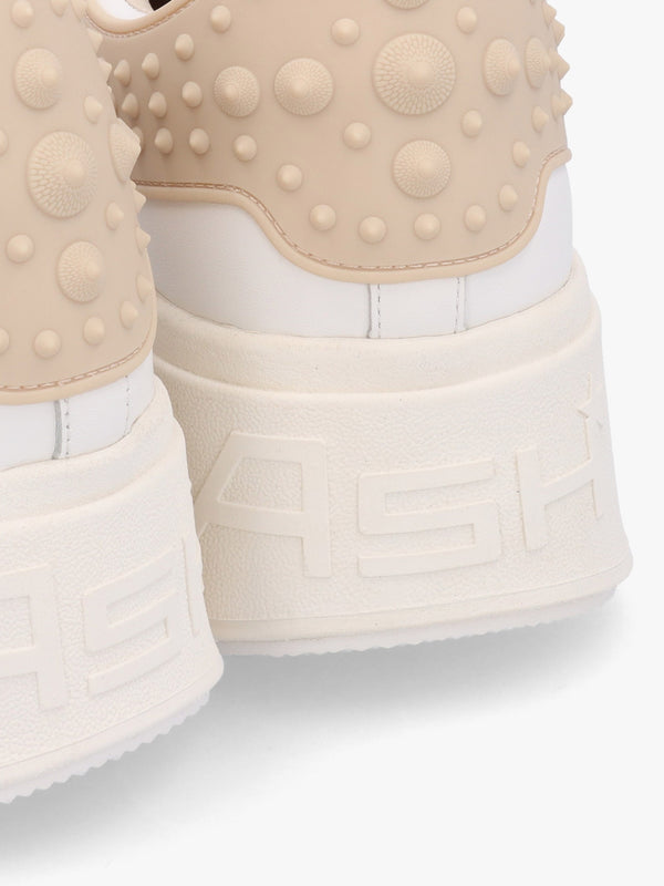 Mody Rubber White Beige Leather Chunky Trainers