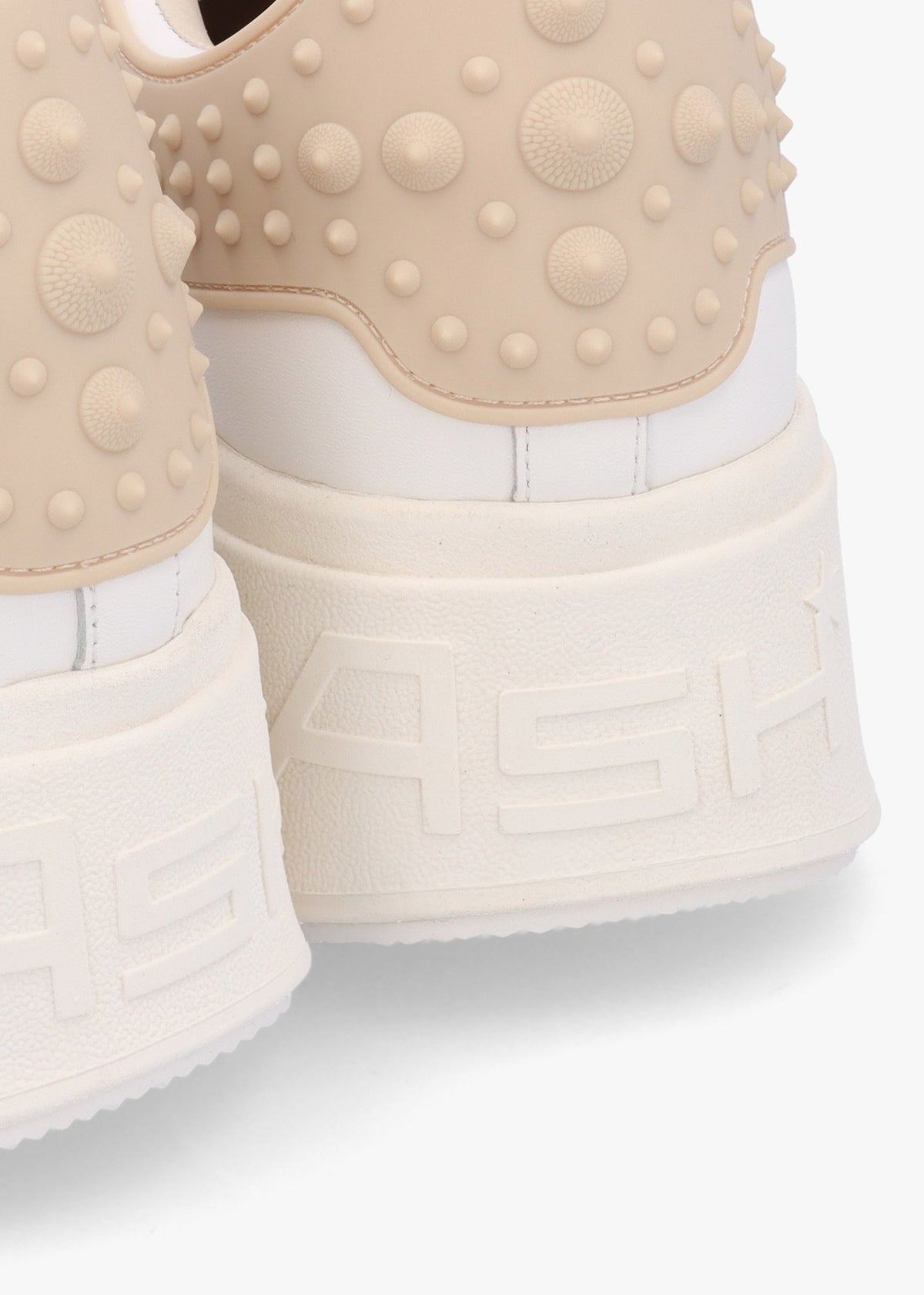 Mody Rubber White Beige Leather Chunky Trainers