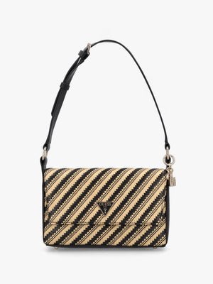 Simona Woven Natural Black Shoulder Bag