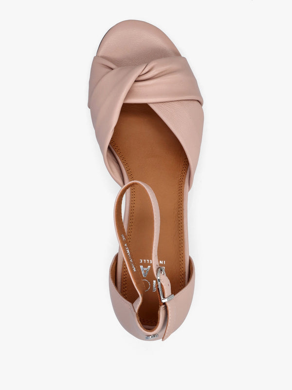 Macadamia Nude Leather Low Block Heel Sandals