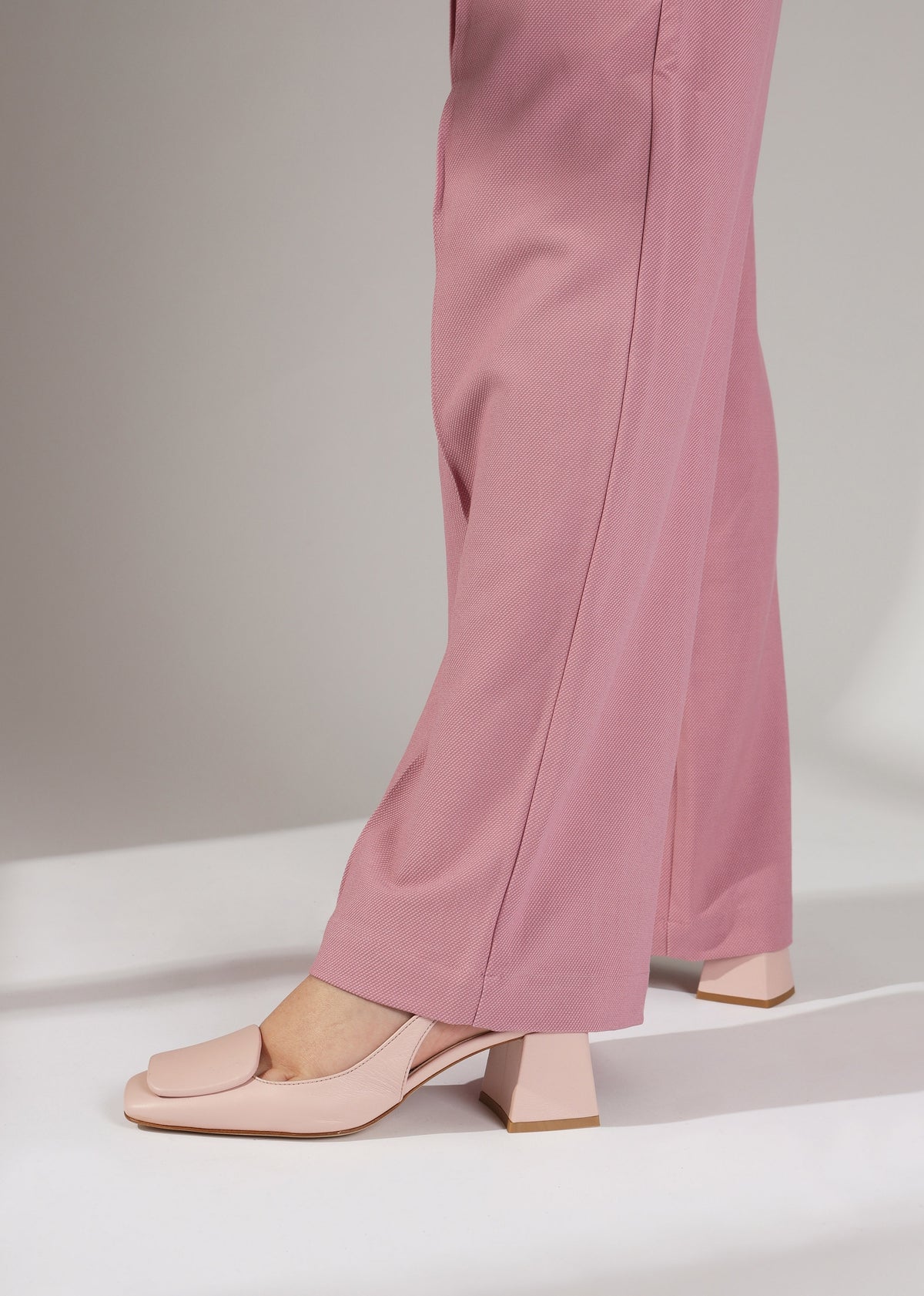 Nessie Nude Leather Block Heel Sling Backs