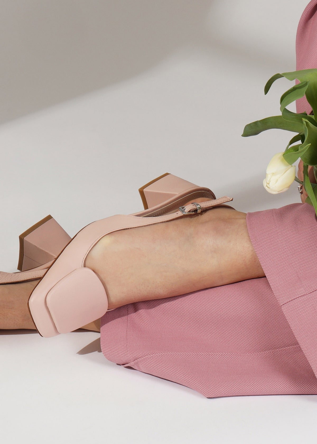 Nessie Nude Leather Block Heel Sling Backs