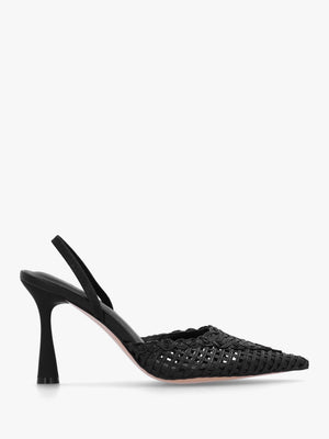 Tiffarlie Black Woven Sling Back Court Shoes