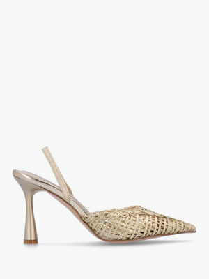 Tiffarlie Gold Woven Sling Back Court Shoes