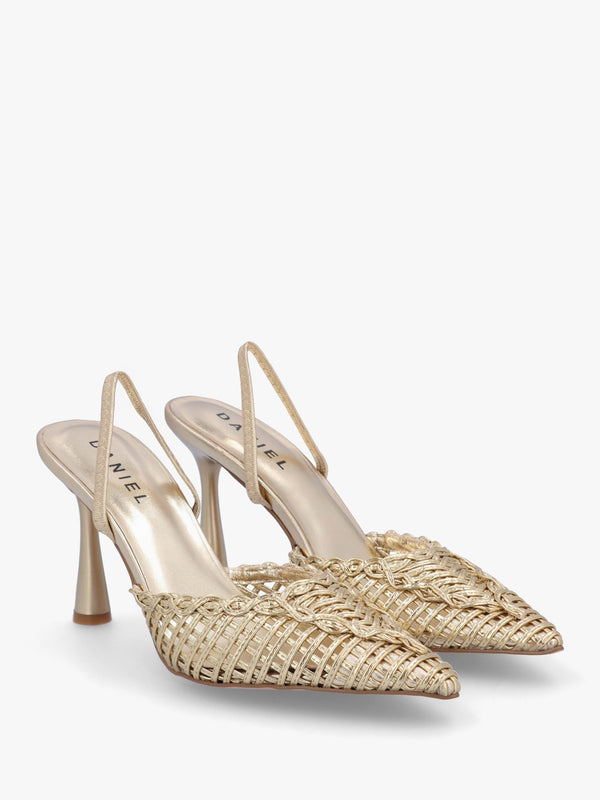 Tiffarlie Gold Woven Sling Back Court Shoes