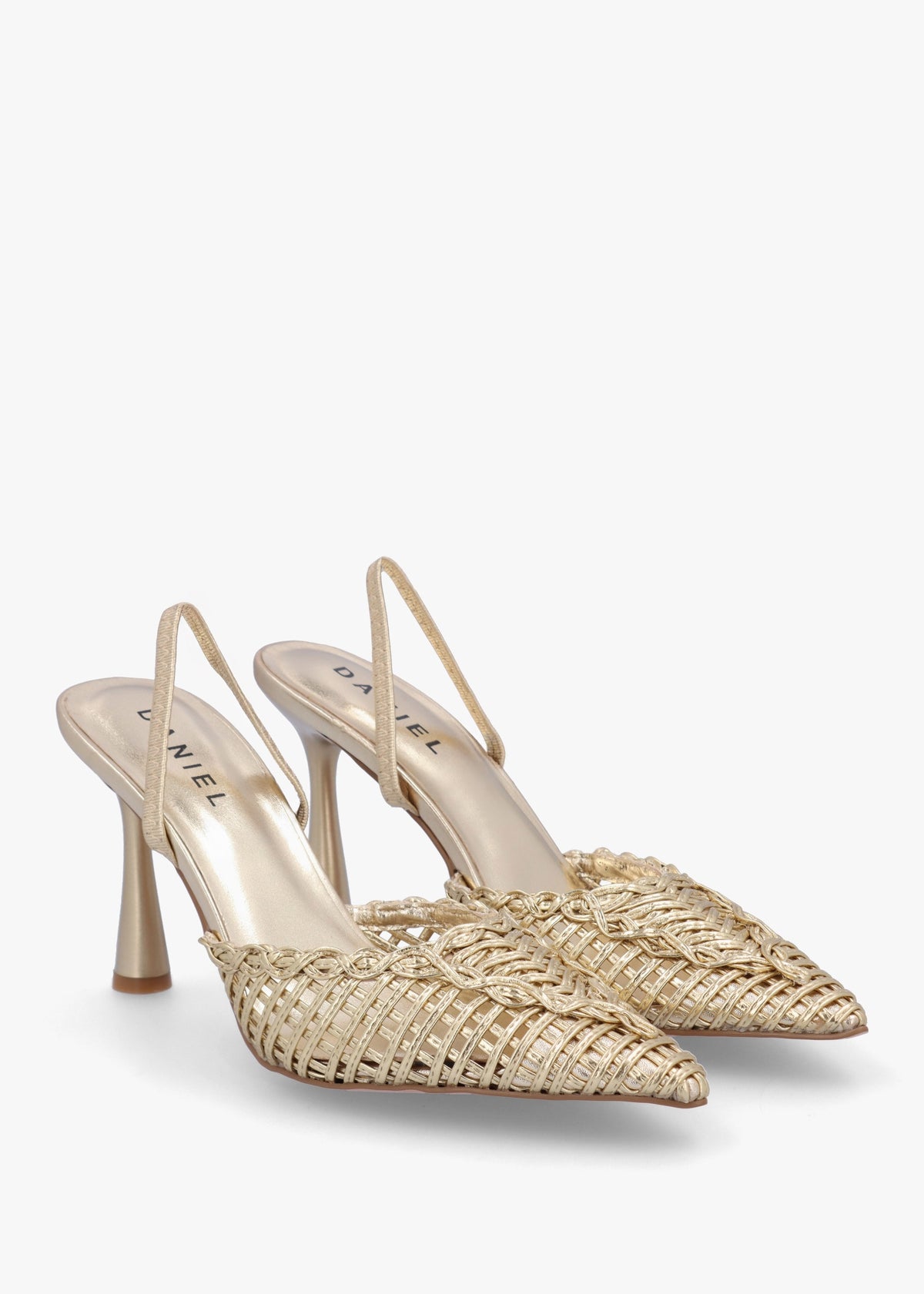 Tiffarlie Gold Woven Sling Back Court Shoes