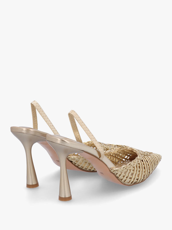 Tiffarlie Gold Woven Sling Back Court Shoes