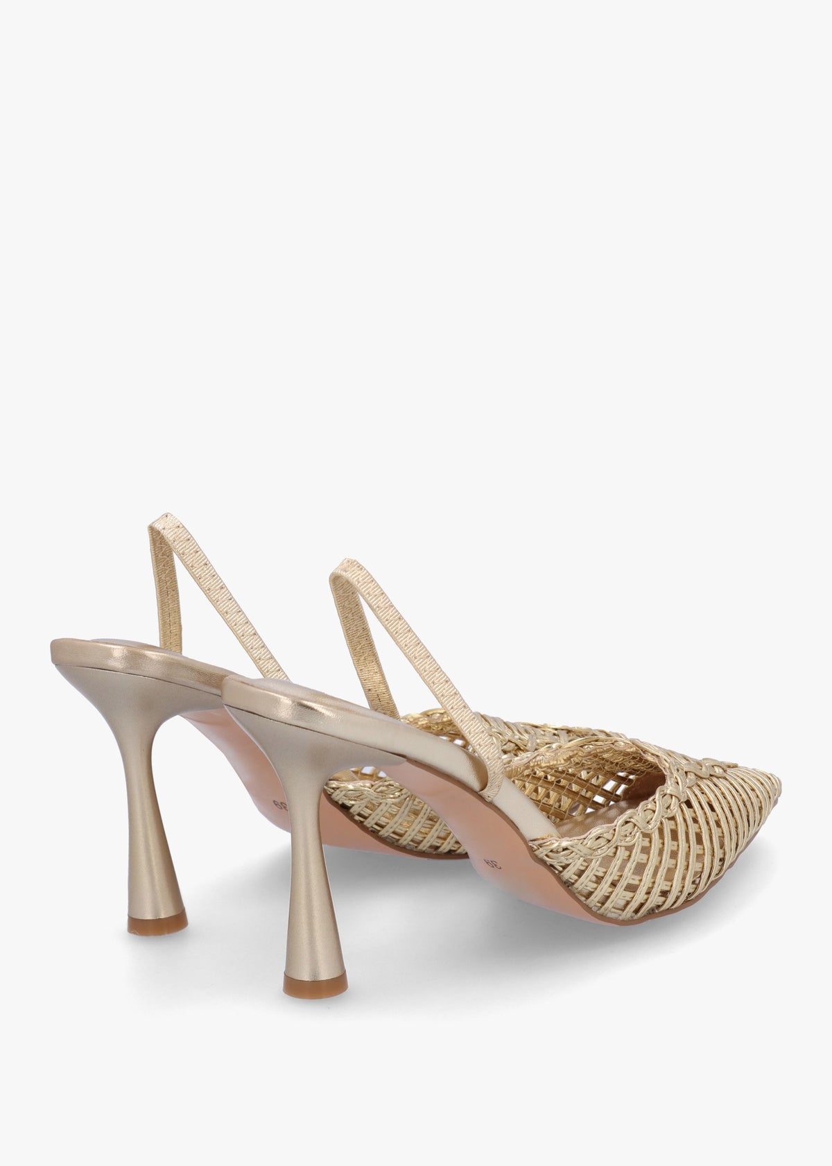 Tiffarlie Gold Woven Sling Back Court Shoes