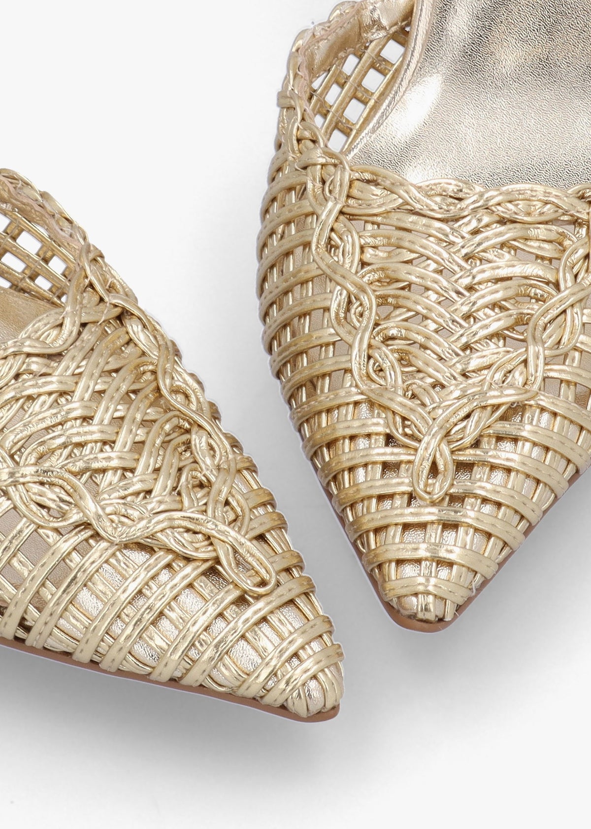 Tiffarlie Gold Woven Sling Back Court Shoes