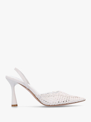 Tiffarlie White Woven Sling Back Court Shoes