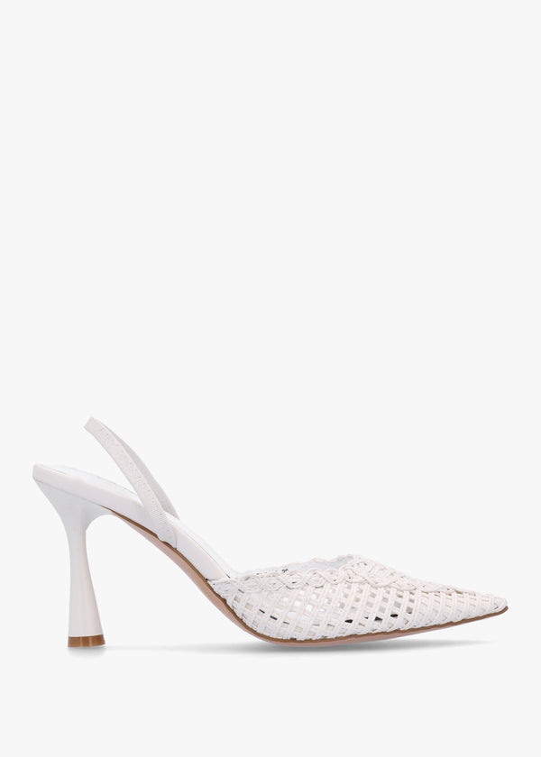 Tiffarlie White Woven Sling Back Court Shoes
