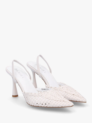 Tiffarlie White Woven Sling Back Court Shoes