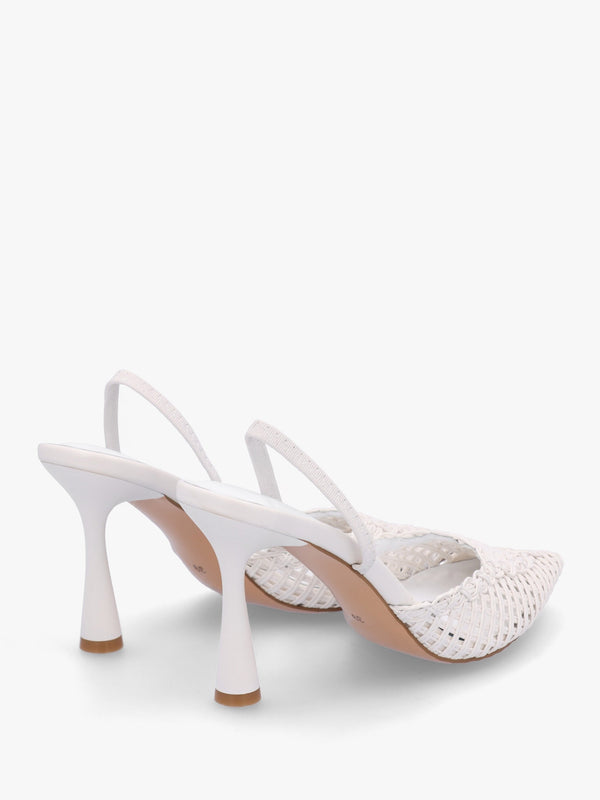 Tiffarlie White Woven Sling Back Court Shoes