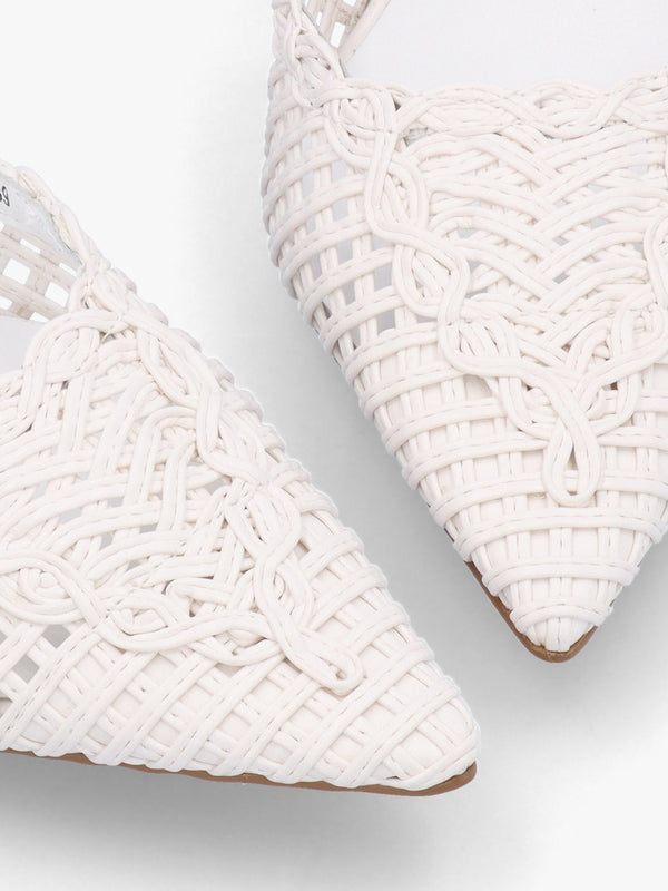 Tiffarlie White Woven Sling Back Court Shoes